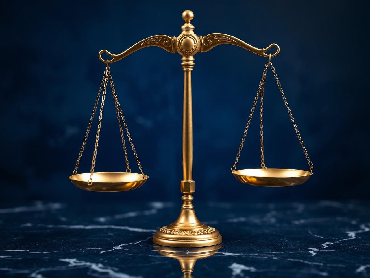 Balança da justiça dourada